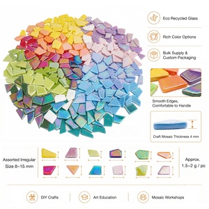 Pezzi di Vetro Riciclato Iridescente Irregolare all'Ingrosso, Piastrelle per Mosaici Fai-da-Te per Decorazione Casa - Product Image 2