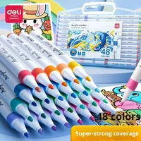 Deli HM108 Ensemble de marqueurs acryliques pour stylo de couleur spéciale pour étudiant avec matière plastique pour peinture acrylique
