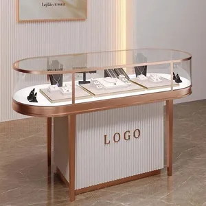 Customized Luxury Oval Gold Diamond Jewelry Display Cabinet LED Lighting Waterproof Heavy Duty Eco-Friendly for Mall <strong>Showcase</strong> - Product Image 2