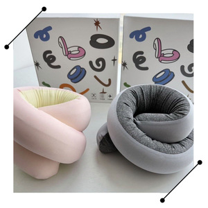 Versatile Spiral Travel <b>Pillow</b> <b>U</b>-<b>Shape</b> Memory Foam Gray And Pink Foldable Portable For Travel Nap - Product Image 2