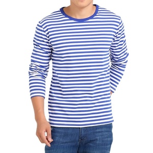 Camiseta a Rayas Casual para Hombre y Mujer, 100% Algodón, Camiseta de Manga Larga con Rayas de Marinero Personalizada para Unisex - Product Image 1