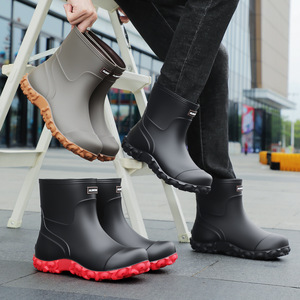 <span class=keywords><strong>GUZU</strong></span> Herren Pro Rider Low-Top Motorradstiefel Schwarz-Rot Kontrast Rutschfeste Graue Gewebte PVC-Sohle Winddicht Kordelzug Wasserdicht - Product Image 2