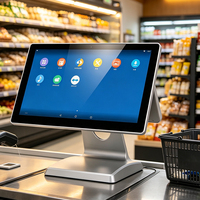 EDOO ED60 Sistema POS Táctil Todo en Uno de 15.6 Pulgadas con Pantalla Dual, Pantalla Táctil Capacitiva con Windows, Caja Registradora para Restaurante
