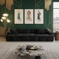Ensemble de canapés modulaires contemporains en polyester, design surdimensionné avec rembourrage capitonné à grille moderne pour appartement