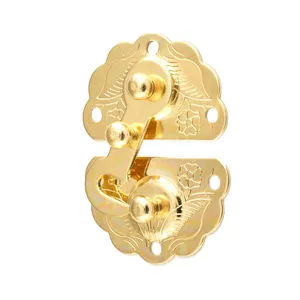 Wooden Double Ring Box Metal Accessories Small Mini Gold Push Lock Decorative Press Locks