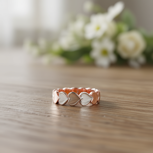 แหวนหัวใจ F1575 ชุบทองคำสีกุหลาบ ดีไซน์แบบ Eternity Band เครื่องประดับแฟชั่นสำหรับทุกเพศ เหมาะสำหรับใส่ทุกวัน สไตล์วันวาเลนไทน์ - Product Image 2