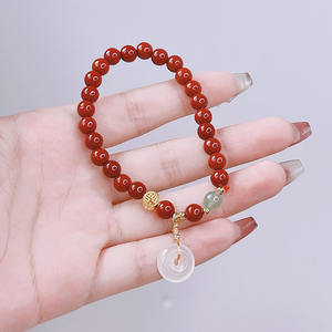 กำไลข้อมือหยกจีนรูปกระต่ายสำหรับผู้หญิง ประดับด้วยลูกปัดมุก เซรามิก คริสตัล พร้อมจี้แมวกวัก สายเชือก กำไลข้อมือเครื่องประดับ - Product Image 2