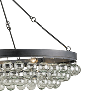 Lustre ovale Balthazar moderne en fer forgé américain avec boules de verre transparentes pour villa, salon, restaurant, intérieur