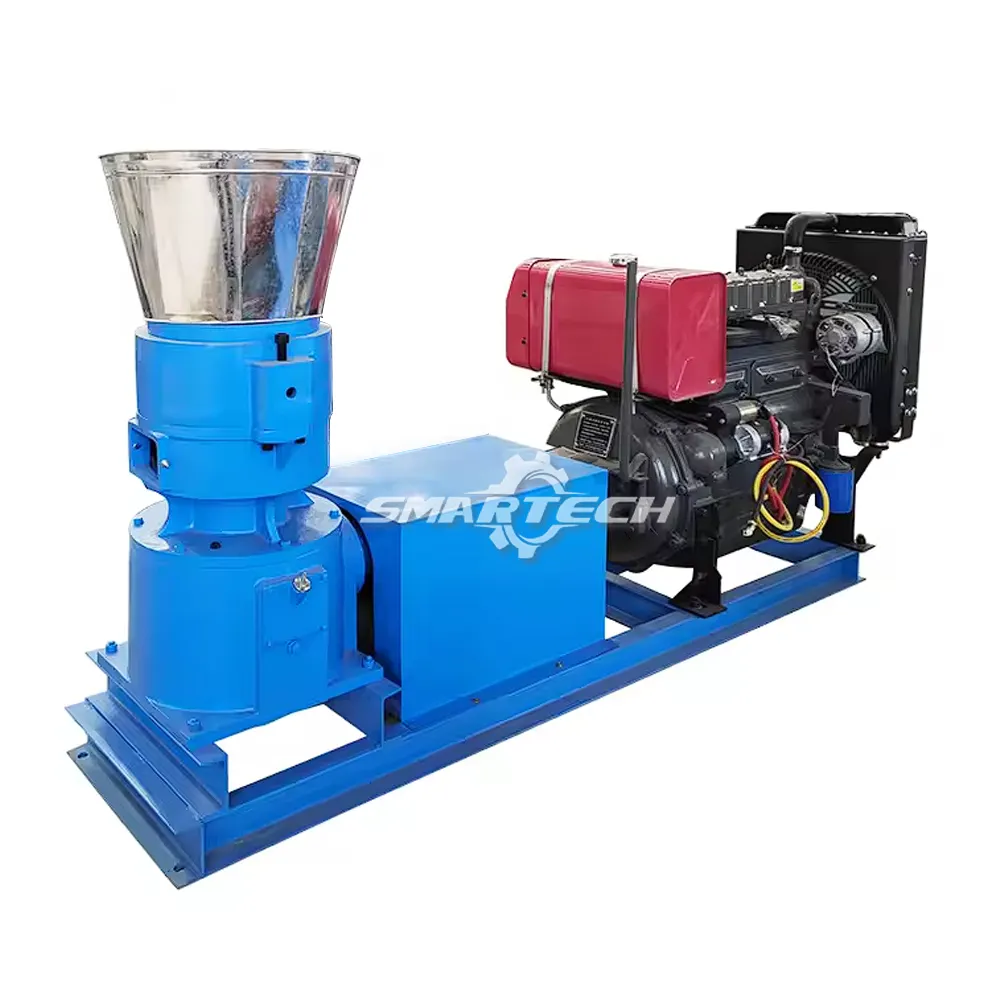 15-250kg/h Flat Die Feed Pellet Processing Machine Pellet Machine Diesel Engine Animal Feed Pellet Machine
