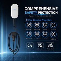 Borne de recharge murale AC pour véhicules électriques, norme européenne 7kW 32A, Plug&Play et lecture de carte RFID, carte blanche pure, emballage solide