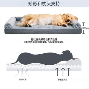Square Foam <b>Dog</b> Bed <b>Light</b> Gray Breathable Four Seasons Pet Bed for <b>Dogs</b> - Product Image 4