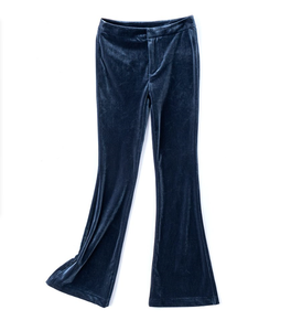 天鹅绒蓝色两件套长袖运动夹克和高腰裤 - Product Image 2