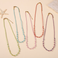 Collar de Cadena con Nudos Trenzados Coloridos Estilo Bohemio, Gargantilla Delicada y Fresca, Collar con Dijes Étnicos Coloridos DIY