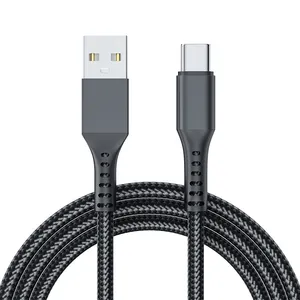 Wholesales Factory 1m 2m 3m nylon braided usb cable charging type c USB cable