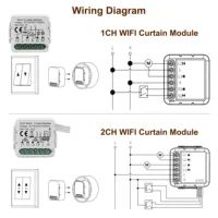 Tuya Smart Wifi Rideau Module 1/2 Gang Blind Switch Compatible avec Alexa et Google Home pour Volet Roulant Moteur Électrique