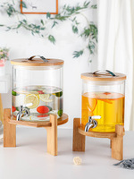 Réservoir de fermentation en verre borosilicate de haute qualité de 5 L, 7,5 L, 10 L, pour boissons, jus, eau, avec robinet et couvercle en bambou