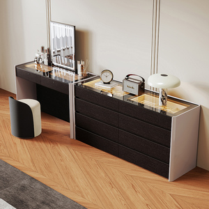 Contemporary Glass Panel <strong>Bedroom</strong> Storage Furniture Dressing Table and Chest of Drawers Combined <strong>Vanity</strong> <strong>Unit</strong> for Home Decoration - Product Image 4