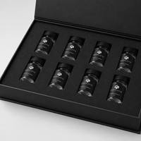 Boîte personnalisée en carton noir magnétique avec estampage or pour flacons de peptides de 3 ml, avec divers compartiments pour emballage de flacons