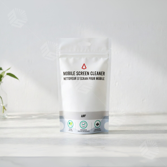 Custom Printed Phone Screen Cleaner Stand-Up Zipper Pouch Moisture-Proof Mylar Bag for Wet/Dry Wipes Retail Packaging