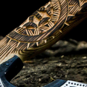 Hache Viking artisanale, tête en acier inoxydable, manche en bois enveloppé, hachette de coupe tactique et de survie multifonctionnelle, hache Viking - Product Image 6