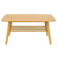 Table basse simple pour salon, petit appartement, style nordique moderne chinois, en bois massif et bambou, avec système de fixation à mortaise et tenon, et espace de rangement