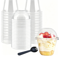 Gobelets à glace jetables en plastique transparent empilables pour café, avec couvercle en dôme, pour yaourt, mousse, à emporter