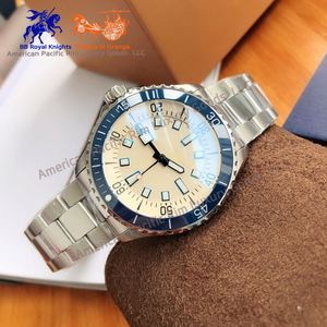 Reloj de Cuarzo con Esfera Beige y Bisel Giratorio Azul, con Correa de Acero Inoxidable, Estilo Deportivo Casual de Buceo, Breitlinges - Product Image 2