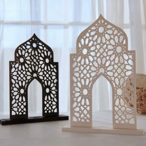 Décoration Islamique pour la Maison, Ornements Musulmans, Décorations Ramadan Aïd, Arche de Mosquée Moderne en Bois Sérigraphié, Support Minaret - Product Image 1