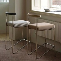 Tabouret de bar moderne en velours capitonné avec structure en acier inoxydable, chaise de salle à manger stable pour la maison
