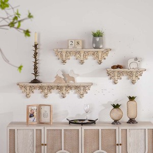 Estante de Pared Clásico Europeo con Relieve, 81x15x17.3cm, Rectangular, Decorativo para Sala de Estar - Product Image 2