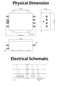Tần số cao suy giảm lên đến 300MHz EMI lọc ba giai đoạn lọc cho thiết bị công nghiệp - Product Image 5
