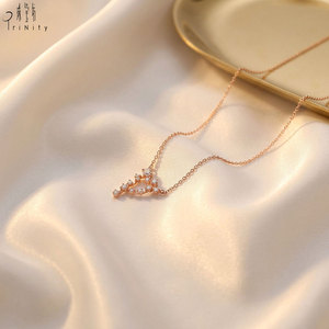 สร้อยคอเพชรสีทองผสม18K สร้อยคอเพชรธรรมชาติสีทองผสมดีไซน์ใหม่ล่าสุด - Product Image 6