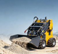 Chargeuse compacte sur chenilles tout-terrain, moteur diesel, benne basculante hydraulique, certifiée CE, garantie 1 an, pour utilisation sur pentes
