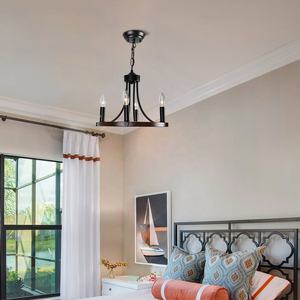 Lámparas colgantes negras de granja, candelabro decorativo, luces colgantes redondas, candelabro de nogal, luz colgante para hotel en casa - Product Image 4