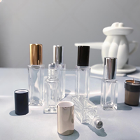 Flacons de parfum et crème pour le visage vintage uniques de luxe en gros, rechargeables, 5ml/10ml/30ml/50ml/100ml, emballage en verre transparent carré plat