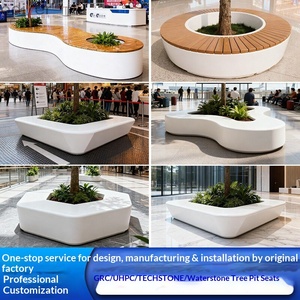 Banc en bambou Taiko, pot de fleurs GRC, siège en fibre de verre, bassin pour arbre, chaise de loisirs extérieure, fabricant sur mesure - Product Image 6