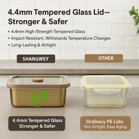 Boîte à lunch rectangulaire en acier inoxydable 1200 ml, récipient alimentaire avec couvercle en verre anti-fuite, boîte bento pour extérieur