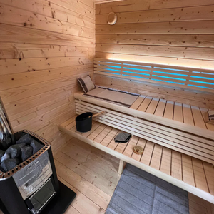Hachillspa Cabine traditionnelle en bois pour 6 personnes Sauna en bois massif avec porte en verre Chauffage électrique pour arrière-cour Jardin Maison Spa - Product Image 6