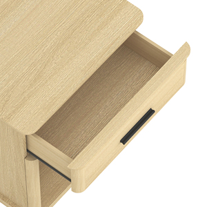 Nightstand In Natural Oak With Drawer And <b>Open</b> Shelf <b>Storage</b> For Bedroom Use - Product Image 5