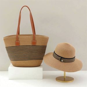 Ensemble de chapeau de plage en paille et sac fourre-tout grande capacité pour femme, avec sac à bandoulière et chapeaux en paille – Vente en gros - Product Image 3