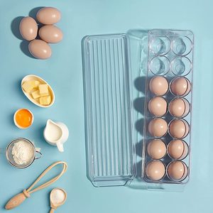 Conteneur à œufs de <span class=keywords><strong>14</strong></span> œufs avec couvercle et poignée pour l'organisation du réfrigérateur, support à œufs empilable transparent pour la cuisine et le garde-manger - Product Image 5