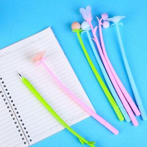 Stylo à encre gel en silicone en forme de fleur rose, vert, bleu, 0,5 mm, pour étudiants et enfants - Product Image 2