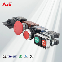 Interrupteur à bouton-poussoir rouge A&B LA38-11 22 mm 1NO1NC 10A 660V à contact momentané, certifié CE RoHS ISO pour usage industriel