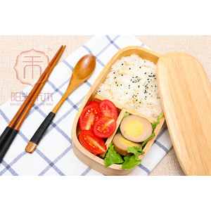 Japanese Style Wooden <b>Lunch</b> <b>Box</b> Rectangle Compartmentalized With Lid For Hotel Food Adult Use - Product Image 4