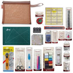 Kit <span class=keywords><strong>de</strong></span> Quilting Professionnel, Ensemble <span class=keywords><strong>de</strong></span> Patchwork avec Protège-Doigts <span class=keywords><strong>de</strong></span> Sécurité et <span class=keywords><strong>Gants</strong></span> Antidérapants, Fournitures <span class=keywords><strong>de</strong></span> Couture Essentielles pour Ateliers Étudiants - Product Image 1