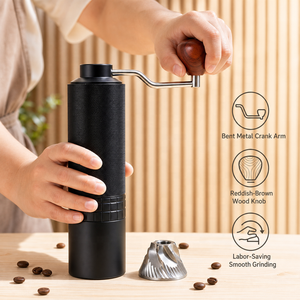 เครื่องบดกาแฟแบบพกพา ใช้มือหมุน แขนโลหะโค้งมน ปุ่มไม้ <span class=keywords><strong>บด</strong></span>ละเอียด ประหยัดแรง ใบมีด 6 แฉก ขายส่ง - Product Image 1