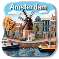 Personnalisé Amsterdam 3D UV Imprimé Résine Réfrigérateur Aimant Forte Absorption Magnétique Taille Moyenne Moderne Voyage Souvenir Cadeau