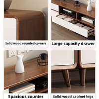 Meuble TV multifonctionnel de style nordique moderne avec cadre en bois massif, tiroirs de rangement, table basse de salon, console multimédia