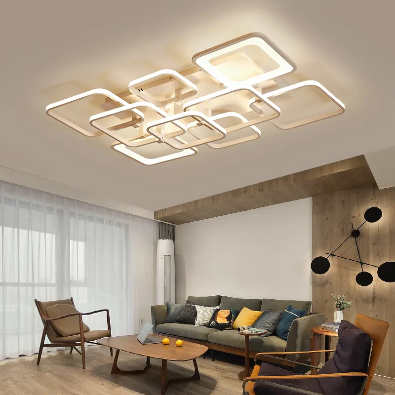 Moderne Minimalistische Plafondlamp Wit Acryl Led Fancy Light Rechthoek Kroonluchter Plafondlamp