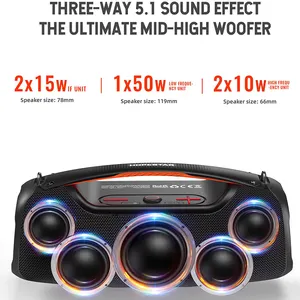 HOPESTAR A60 큰 무선 스피커 휴대용 야외 Boombox 3D 스테레오 서브 우퍼 슈퍼 사운드 바 마이크